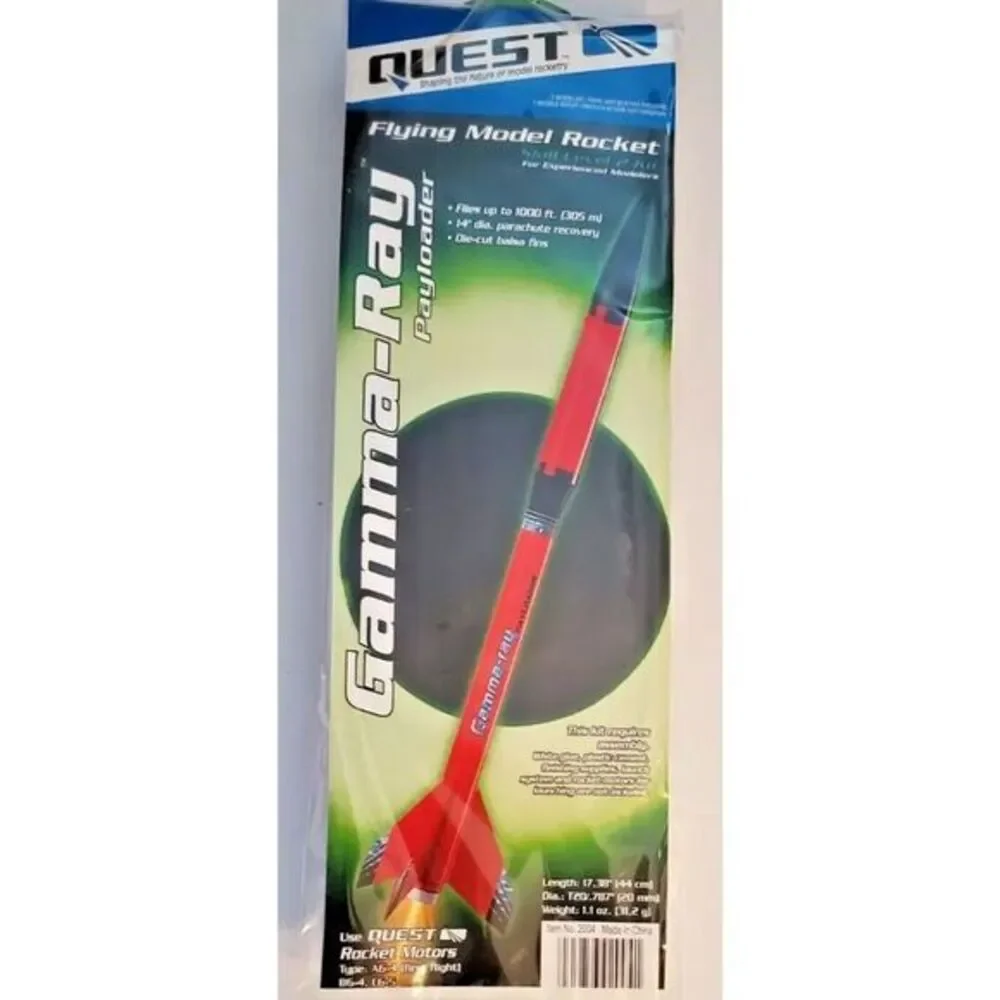 Quest Gamma-Ray Flying Model Rocket Kit Educational STEM Toy 17.38‎ in Red/Black